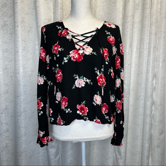 Divided Tops - Floral Bell Sleeve Top
